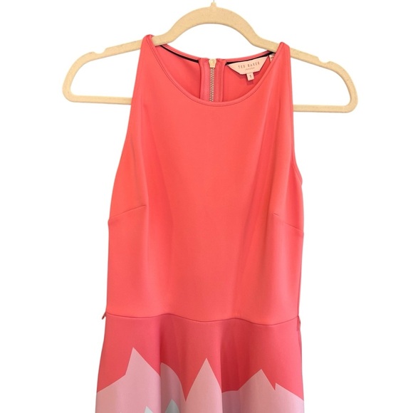 Ted Baker Aurella Mississippi Pattern Skater Dress Pink Navy Multi Ted 1 US 4 - Picture 2 of 6